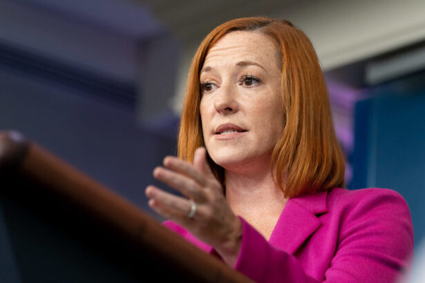 jen psaki at podium in white house press conference