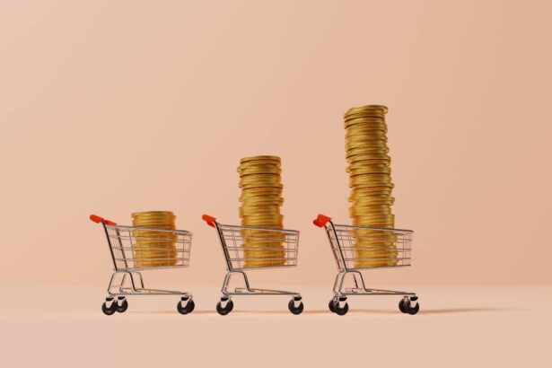 shopping carts filled with coins