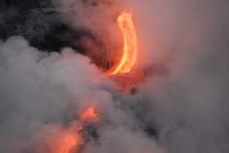 lava and smoke