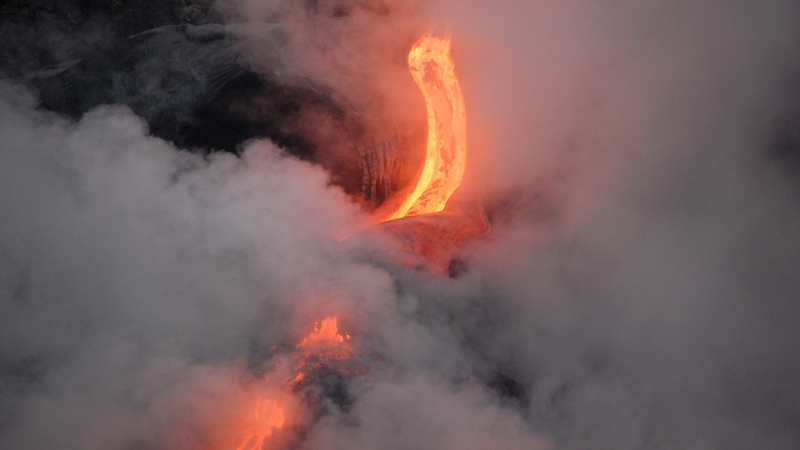 lava and smoke