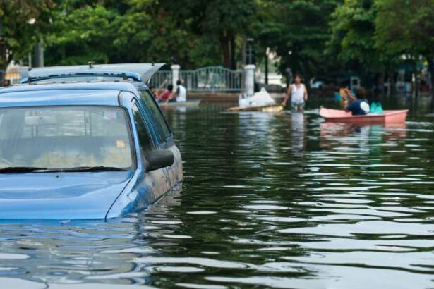 car flooded in street