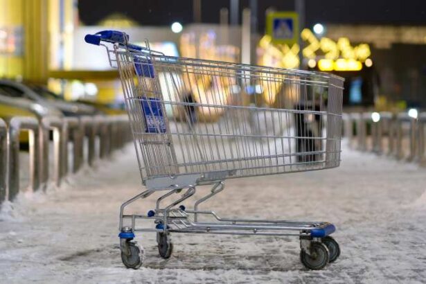 shopping cart at night